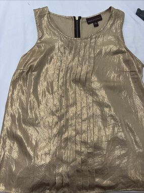 Dana Buchman Shimmery Gold Pleated Sleeveless Top